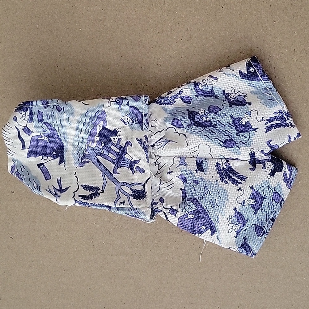Vintage Blue and White Patterned Two-Piece Set